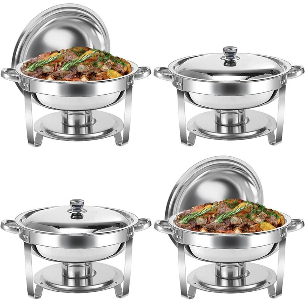 Catering Buffet Warmer Set, Catering Food Warmer, 4.5L Round Catering Warmer Server for Kitchen, Wedding, Cooking, Chafing
