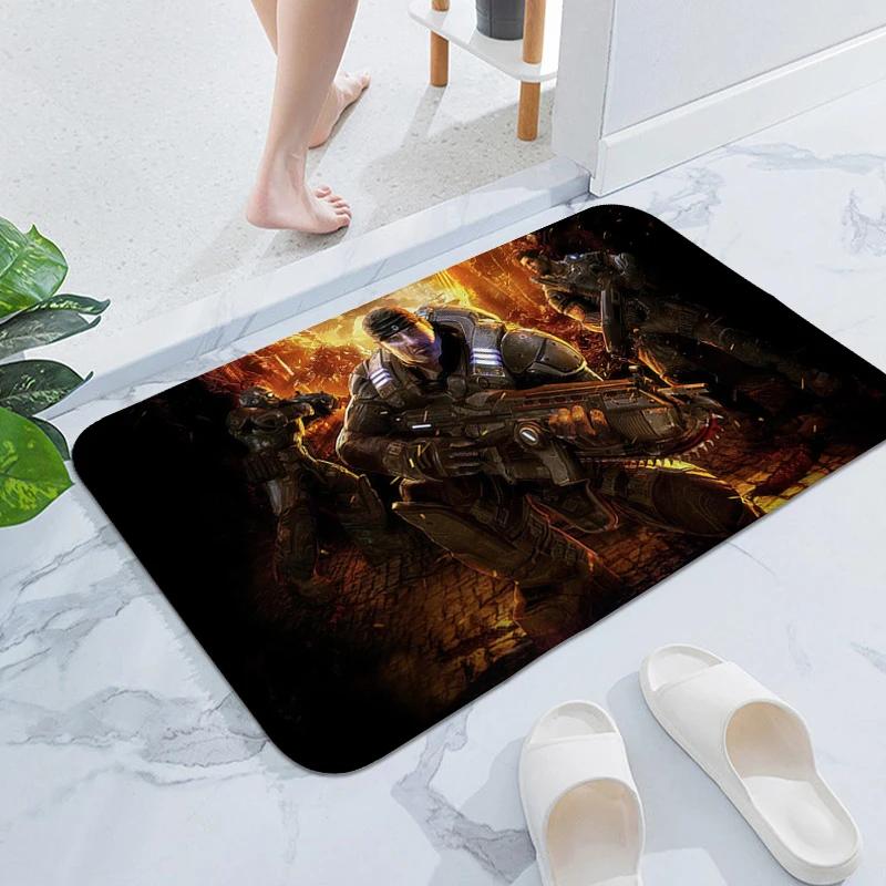 Bathroom Rug A-Gears of War Outdoor Entrance Doormat Hallway Entryway Foot Mat Bedroom Living Room Floor Carpet Anti Slip Home