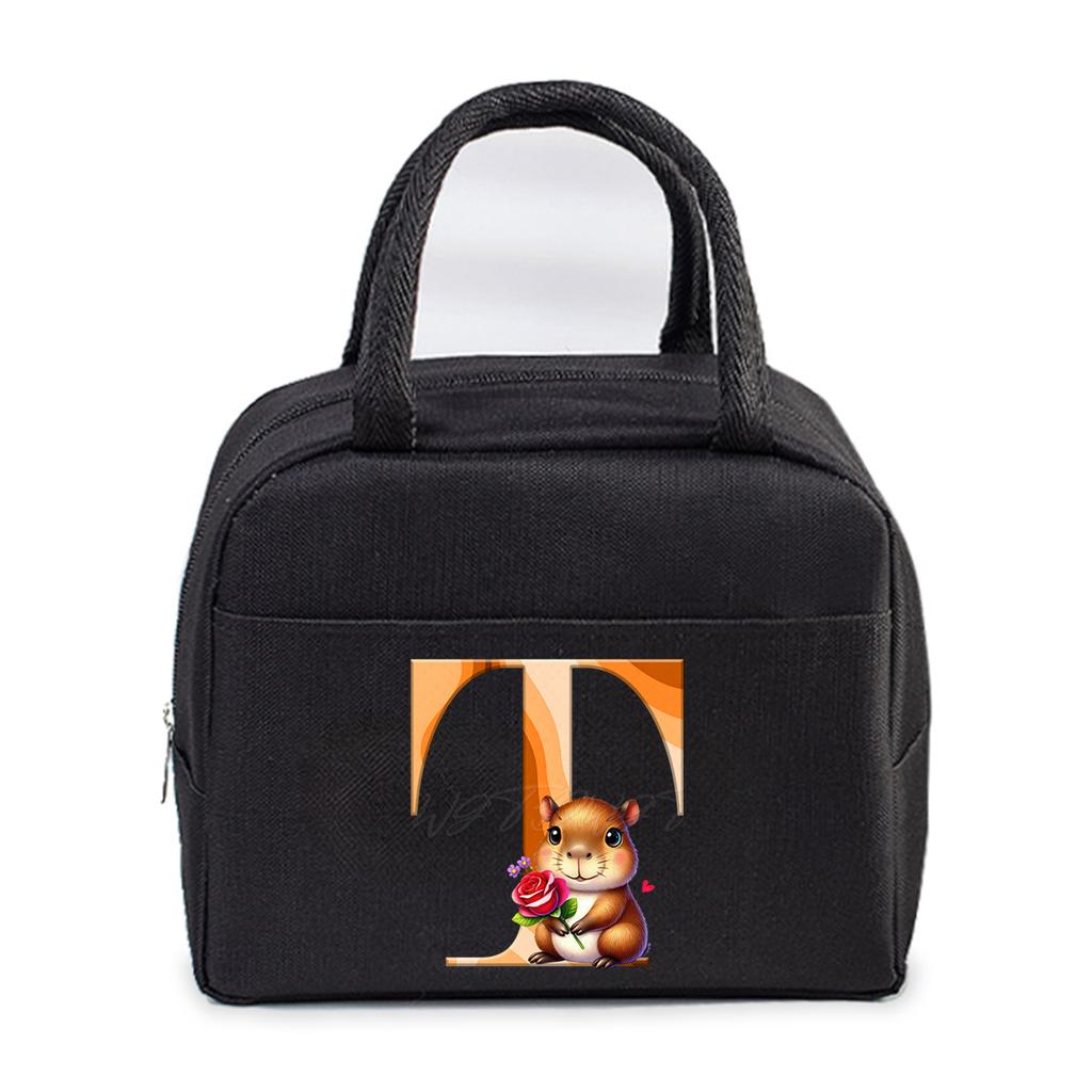 Office worker small portable lunch bag Oxford cloth letter student large portable bento bag