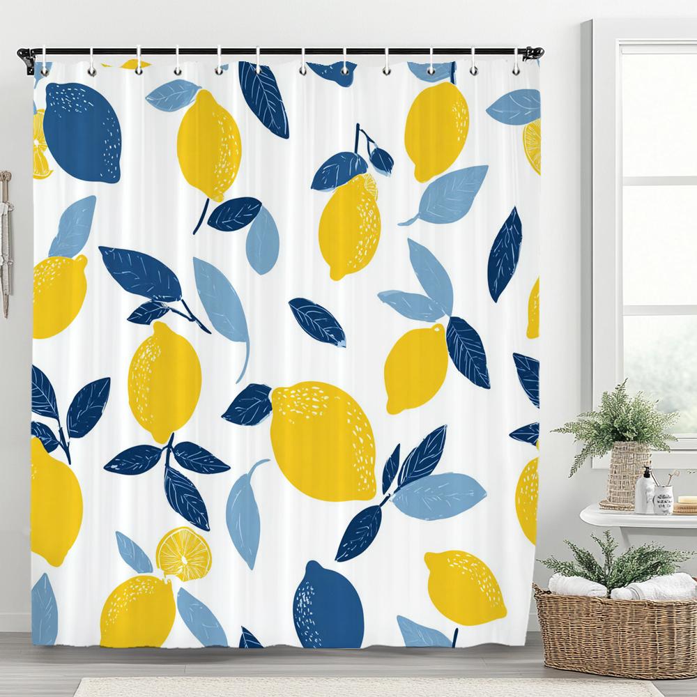 

1Pc Plant Cherry Strawberry Lemon Shower Curtain, Bathroom Decorative Shower Curtain, Waterproof Shower Curtain With Hooks W60H190(CM)-1 Pcs