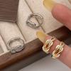 PONYKISS Sterling Silver Needle Zircon Twisted Knot Hoop Earrings for Women Minimalist Trendy Fashion Accessories