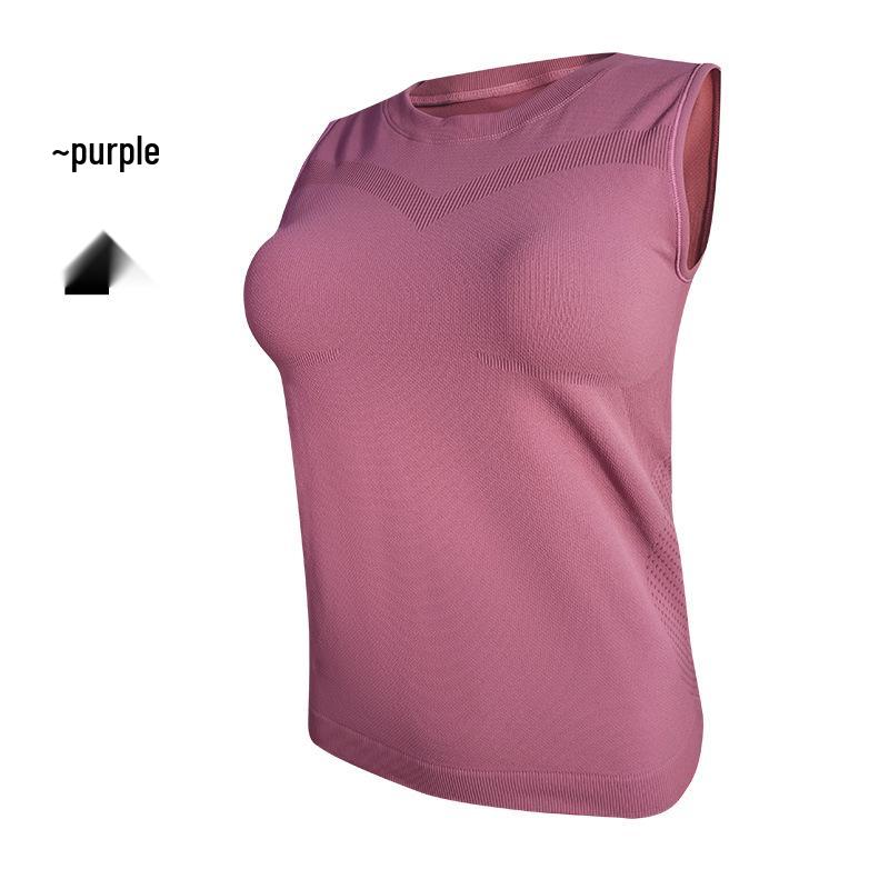 

Женский облегающий удлиненный топ без рукавов для йоги - Летний фитнес-жилет Small фиолетовый