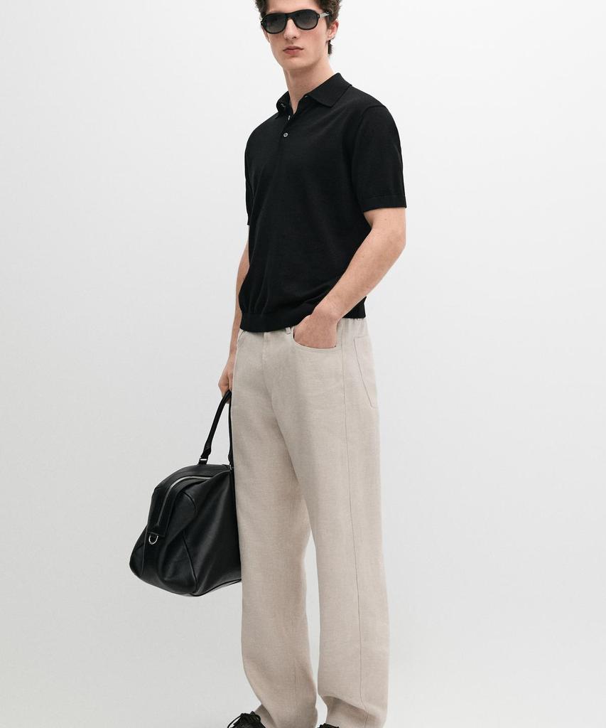 Masimodutti Semi-Jogger Fit Linen Pants