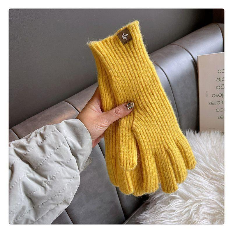 Knitted Candy Color Gloves with Fingers Exposed Fingers Touch Screen Imitating Hanharajuku Wind Protecting Wrists Autumn and Winter