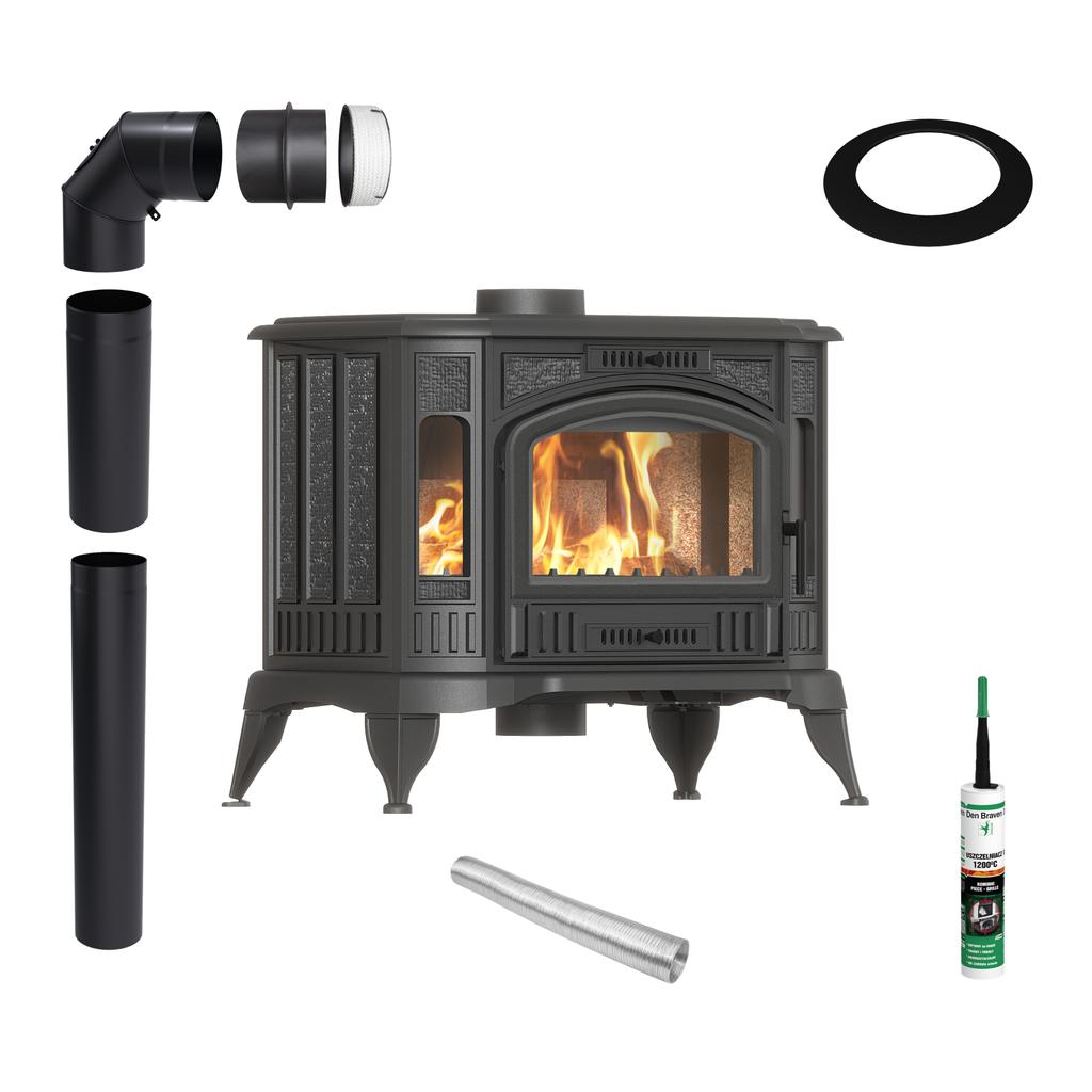 Cast Iron Wood Burning Stove KRATKI K9 ECO Ø 150 8 kW
