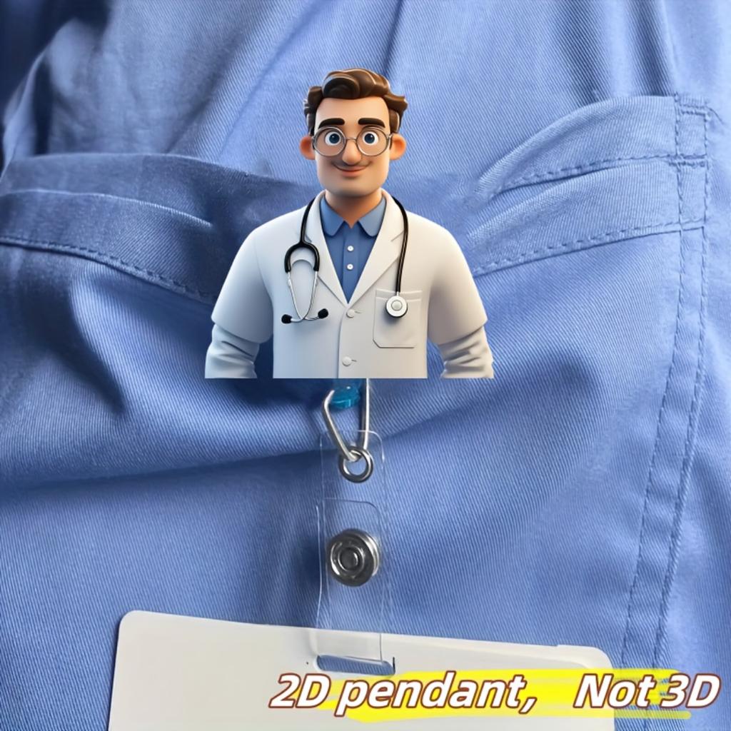 2D Flat Acrylic Glasses Wearing Doctor Retractable Badge Reel Clip,Work ID Tag Holder For Nurses Doctors Medical Students Licensed Nurse Practitioners