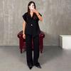 Casual 2 Piece Pants Sets Women Solid One Button Blazer Zippers High Waist Pleat Wide Trousers 2025 Spring Summer Lady Outfits