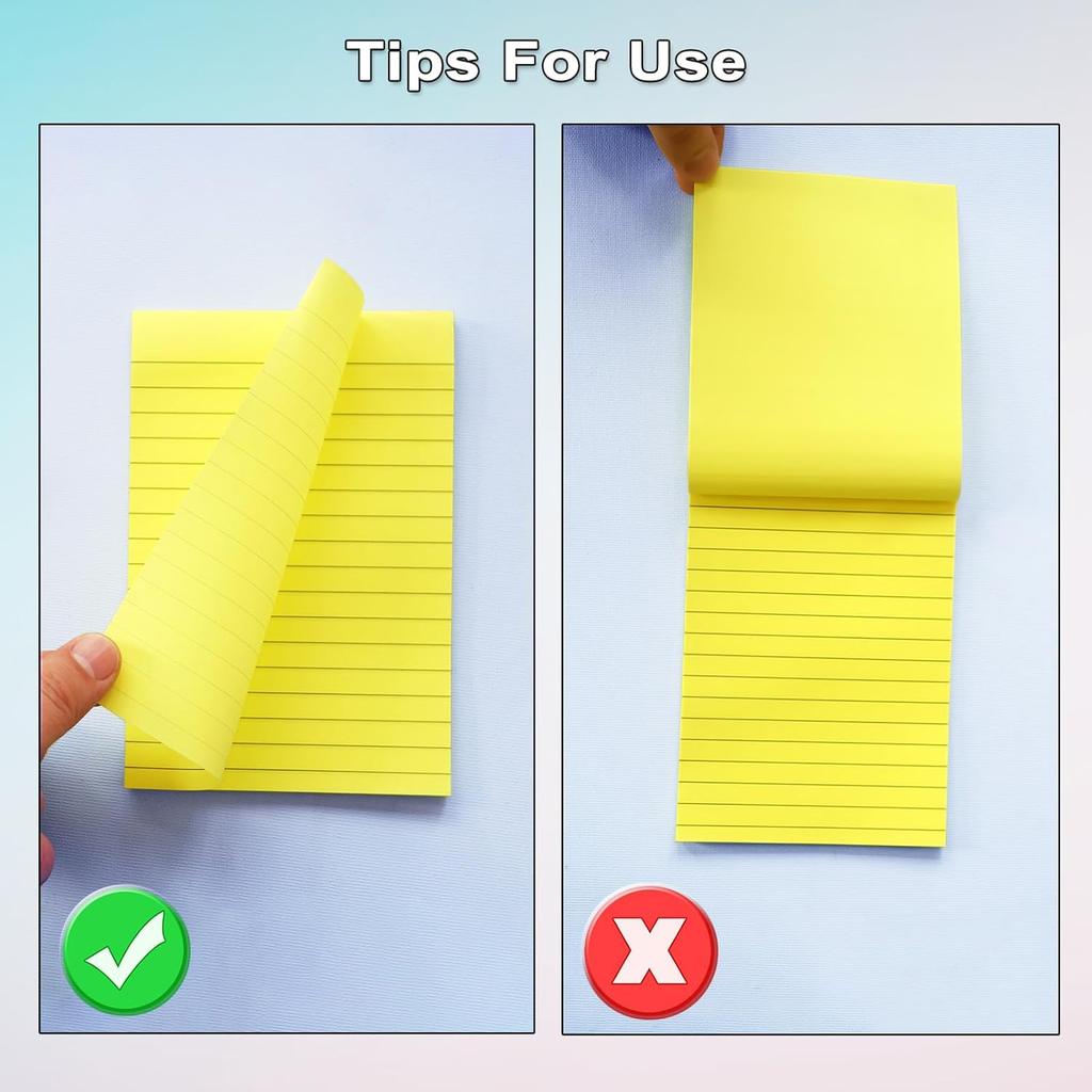 9 Pack Lined Sticky Notes 4X6 in Post, 9 Pastel Colors Large Ruled Post Sticky Colorful Super Sticking Power Memo Pads Strong Adhesive, Sticky Notes