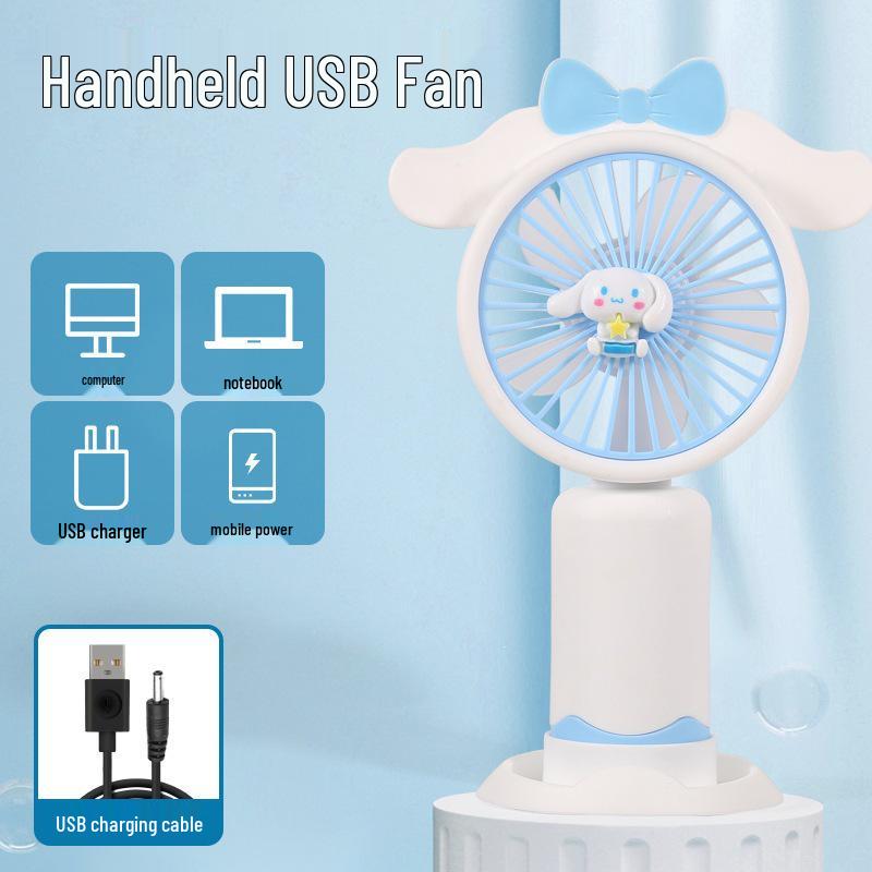 2024 USB Rechargeable Mini Cartoon Fan: Portable Handheld or Desktop Cooling for Students & Outdoors 2024 New Model