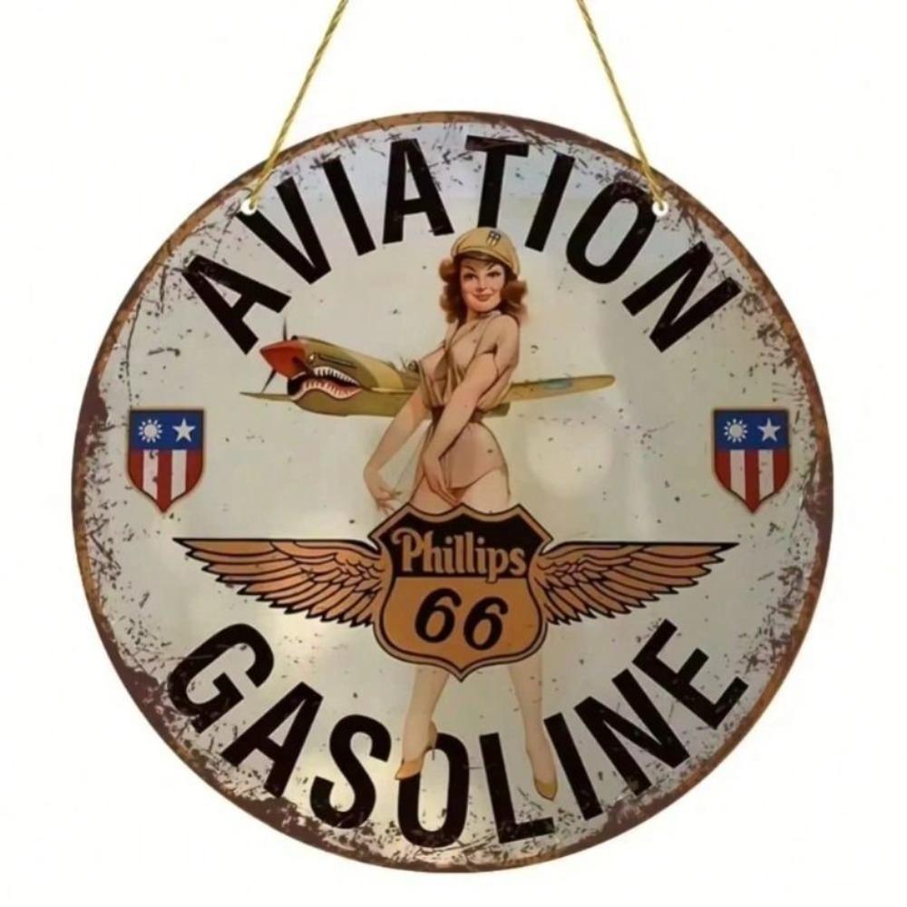 Vintage Gasoline Aviation Metal Poster Wall Art Decor