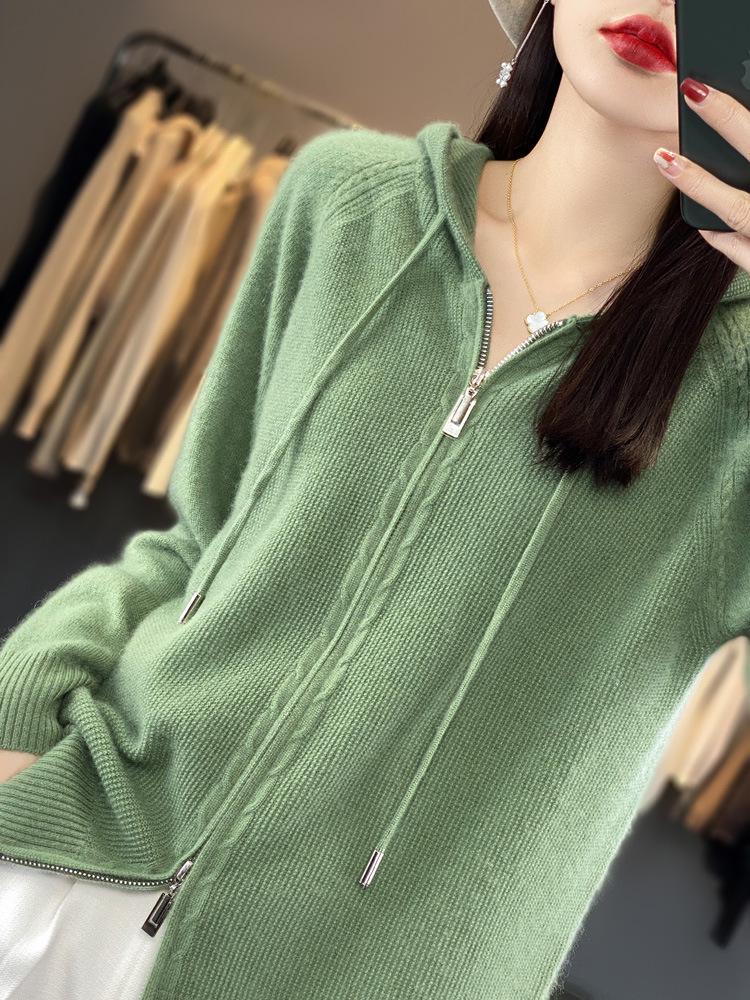 Women's 100% Wool Hooded Zip-Up Cardigan Sweater – 25th Anniversary Edition