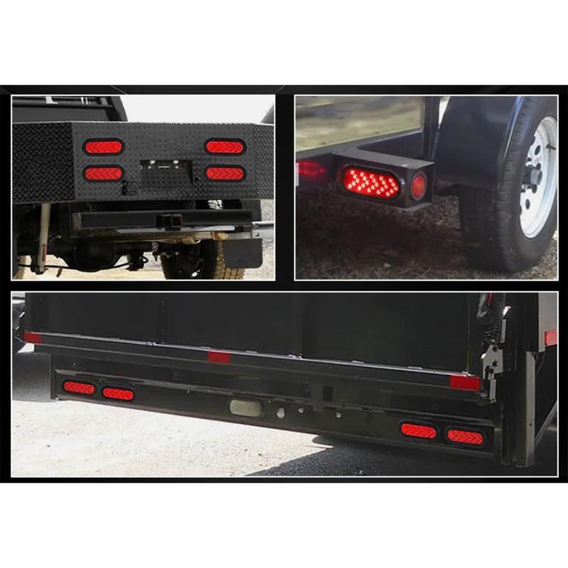 2Pcs 12-24V Red LED Car Truck Trailer Oval Side Marker Turn Signal Light Lamp