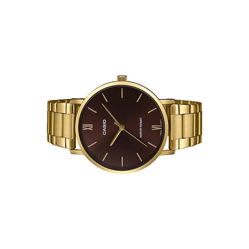 Casio DRESS Series Fashion Trendy Business Retro Casual Simple Pointer Design Large Disc Waterproof Quartz Movement Stainless Steel Strap MTP-VT01G-5B