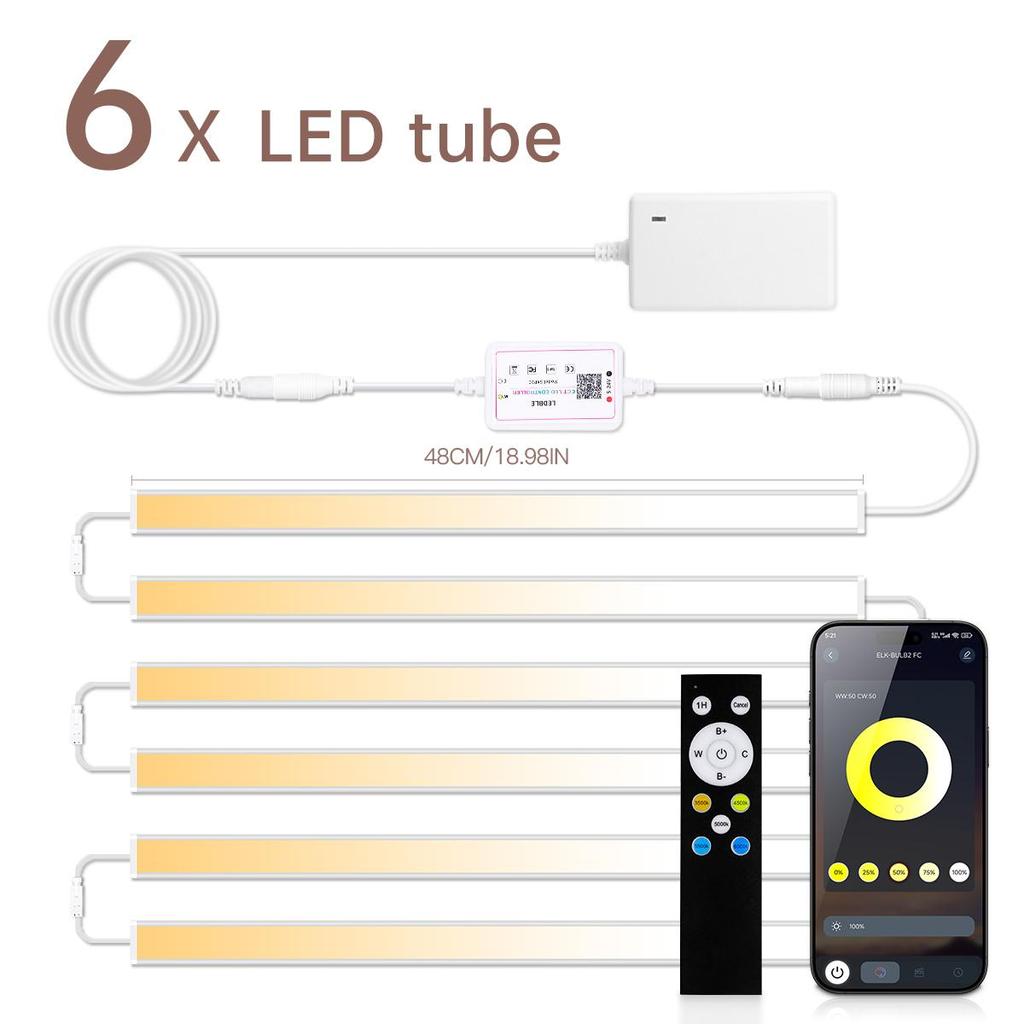 Colors Dimmable CCT LED Light Bar Strip 2700K-6500K 48CM Aluminium Tube Bluetooth APP Control For Under Cabinet Kitchen Lighting
