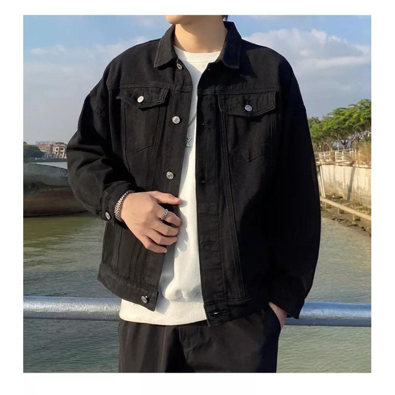 Spring Casual Denim Jacket Men's Trendy Brand All-match Jacket Male Student Tops Trendy Denim Jacket Men