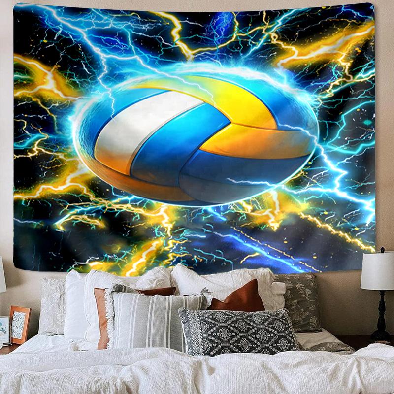 Flaming Football In Action Printed Tapestry, Wall Hanging,Livingroom, dormitory, Large Wall Decor, Fabric Decor Fan Birthday Gifts
