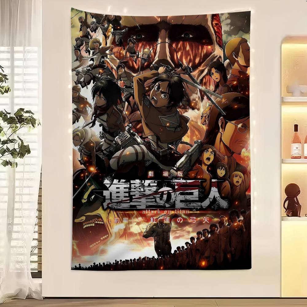 Vintage Anime AAttack On Titan Printed Large Wall Tapestry Indian Buddha Wall Decoration Witchcraft Bohemian Hippie Wall Art