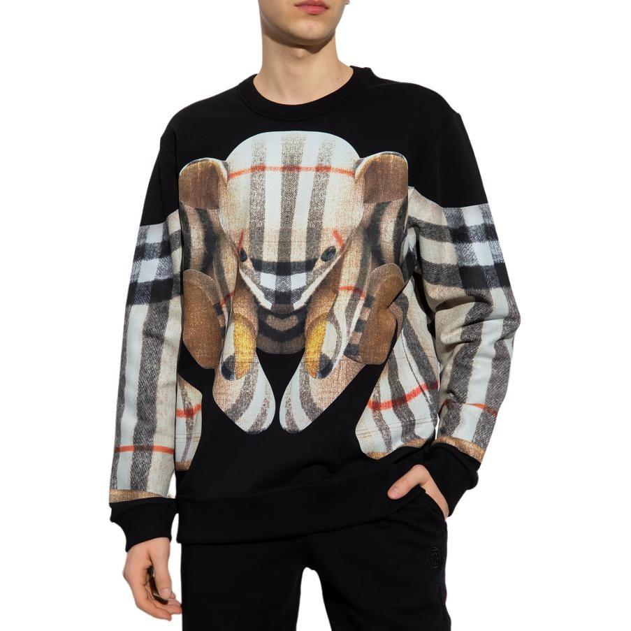 Burberry Sweatshirts Men's Black Crew Neck Moderate Regular 8049567