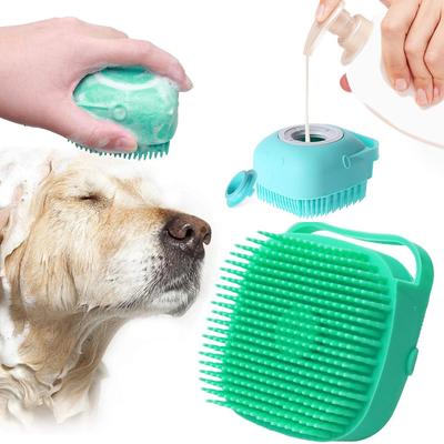 Pet Grooming Shampoo Dispenser Dog Bath Massage Brush Comb Bathroom Shower Brush for Dogs Cats Cleaning Gloves Soft