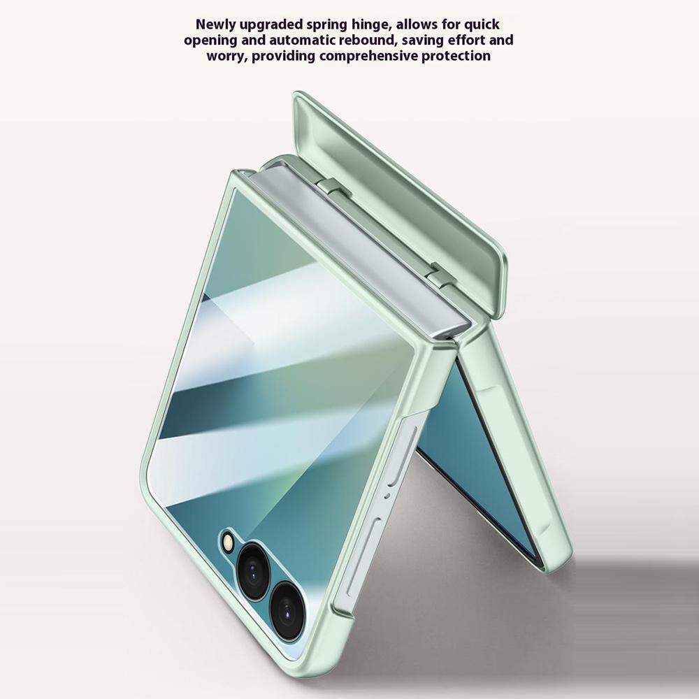 För Samsung Galaxy Z Flip7 5G Skal Läder+PC Telefonskydd HD Bakre Liten Skärmskydd