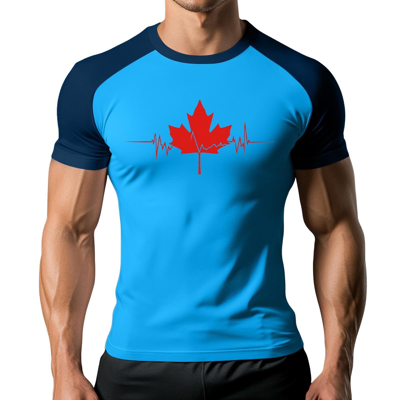 

Men s Fashion Printed Contrast Color Raglan Short Sleeve Sports T-shirt L