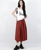 Deumakeu Real Wide Two Tuck Stripe Bumuda Pants - Burgundy