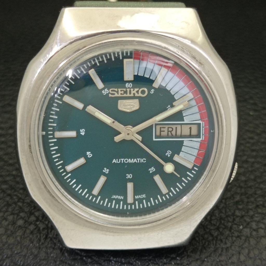AUTOMATIC VINTAGE SEIKO 5 7009A JAPAN MENS GREEN COLOR DIAL WATCH a500760-5 R154-a500760