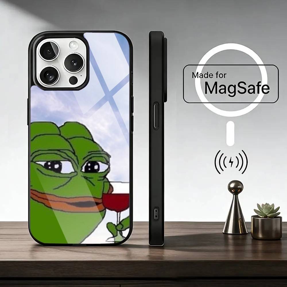 P-Pepe the Frog  Phone Case For iPhone17,16,15,14,13,12,11 Plus,Pro Magnetic with Magsafe Wireless Charging