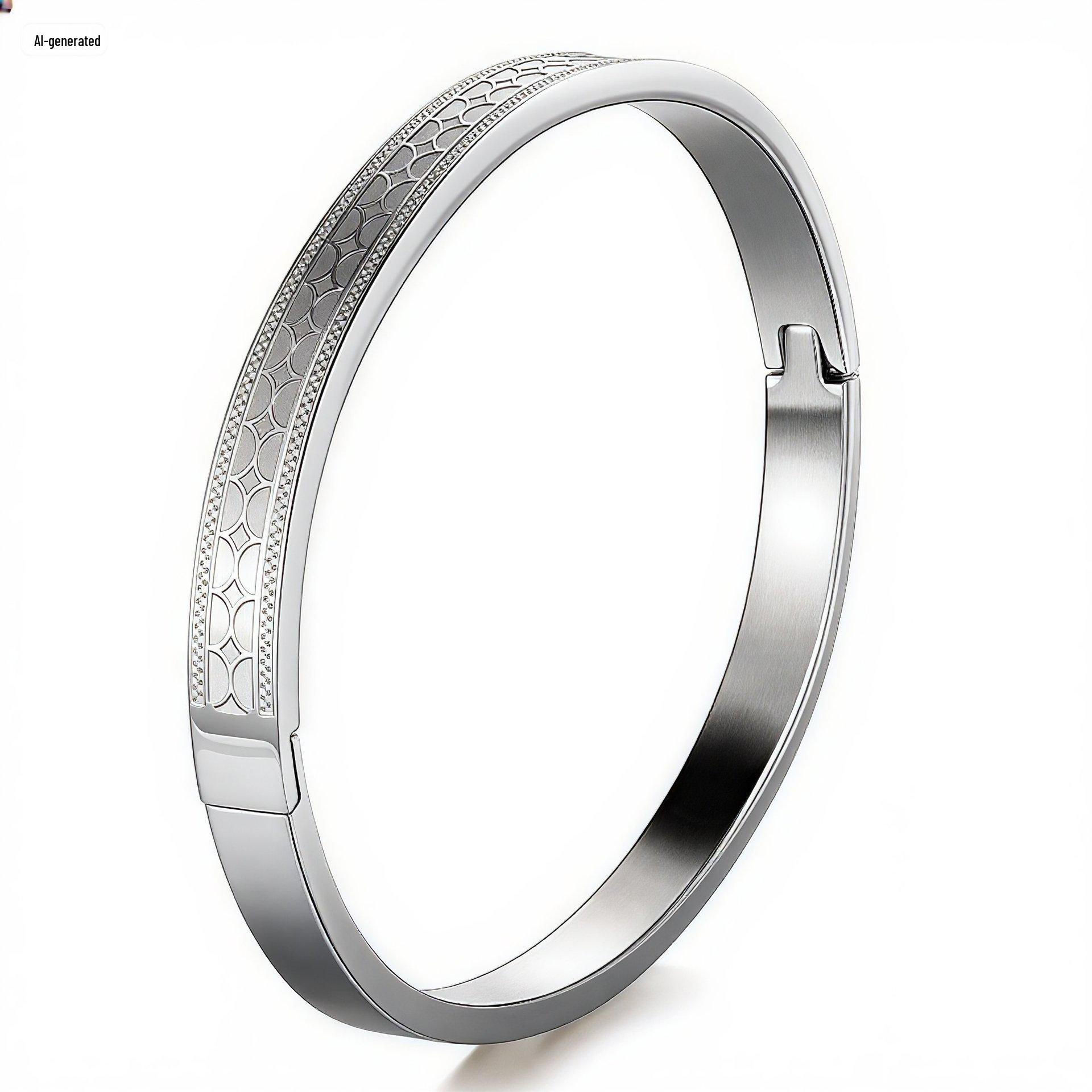 Titanium Steel Heartbeat Etched Couple Bracelet
