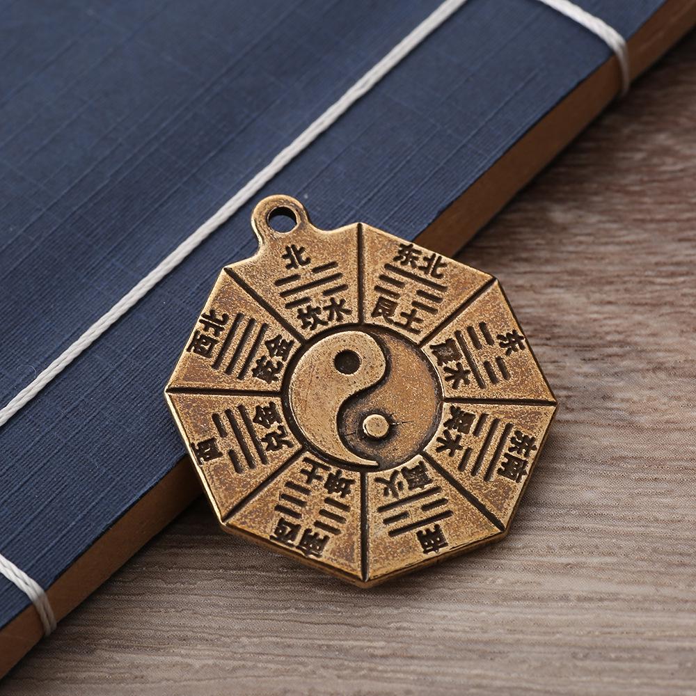 Pure Brass Double-Sided Tai Chi Bagua Pendant Keychain