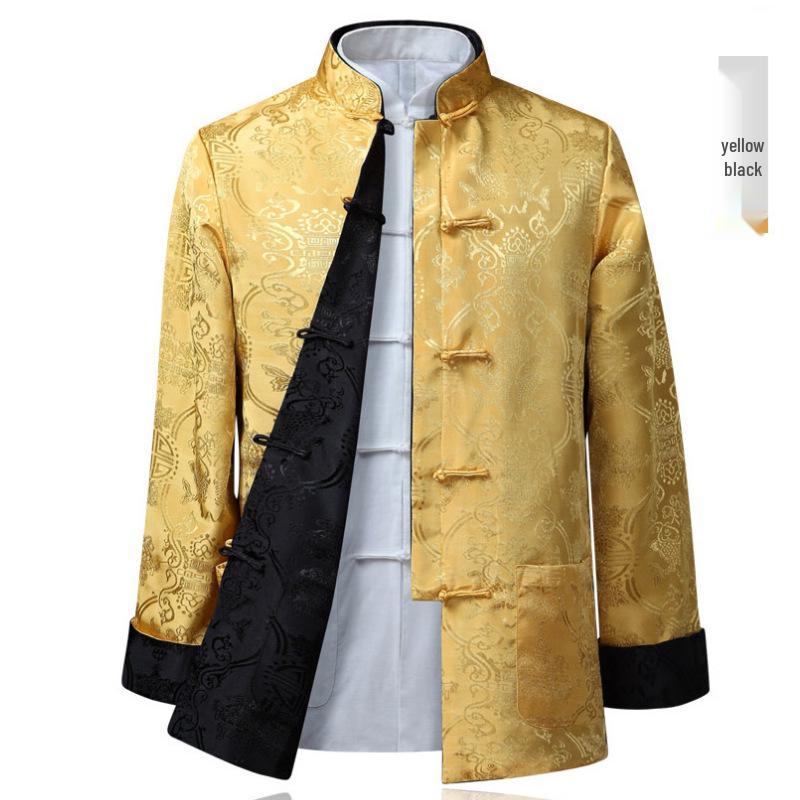 Pánská hedvábná čínská retro oboustranná bunda Tang suit