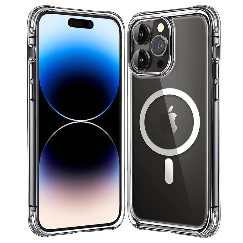 

Clear Magnetic Circle Magsafing Case For iPhone 15 14 13 12 11 Pro Max XS XR 7 8 Plus Phone Magnetic for Macsafe Cases Cover For iPhone 12 Mini