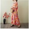 Vestido Largo Vintage para Mujer con Estampados de Algodón y Lino