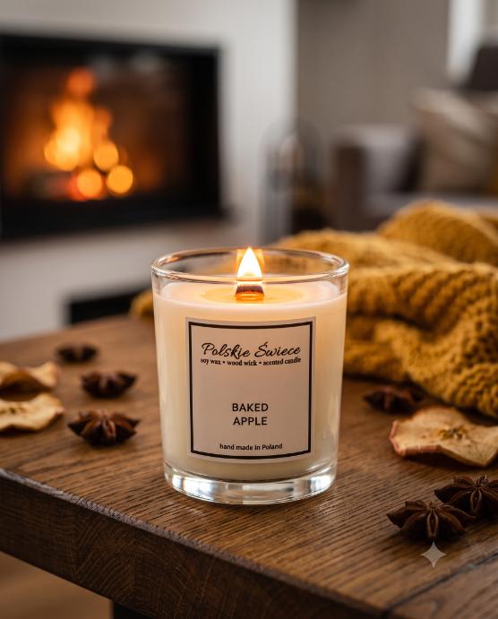 soy candle with a wooden wick + BAKED APPLE