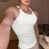 INCERUN Men Strap Sleeveless Ribbed Casual Fitted Tank Tops Sport Gym Undershirts