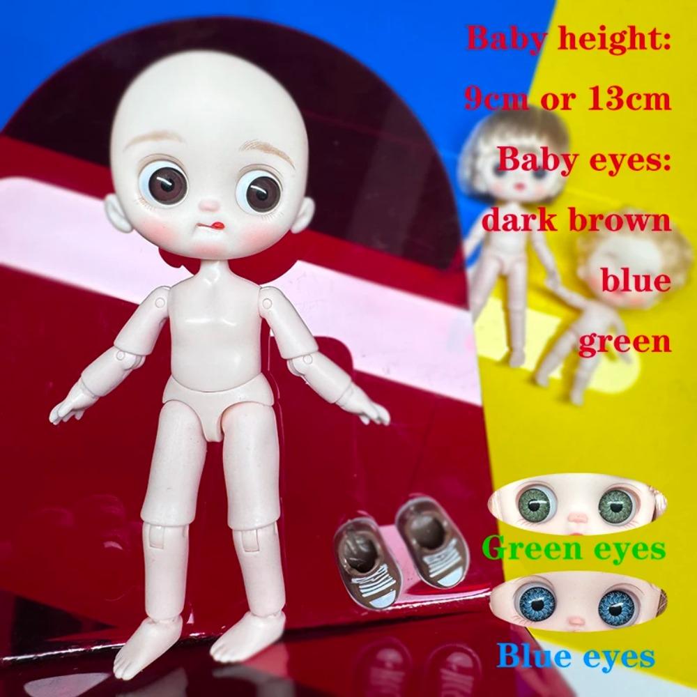 Cute Mini bjd Doll Girl Boy Bald head Ob11 1/12 Naked DIY Toys Handmede Dolls full Body Green Blue eyes Art Doll Accessories Art