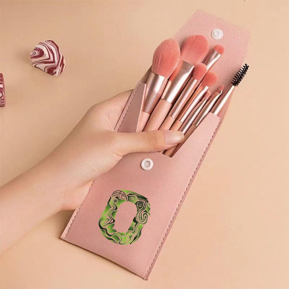 8Pcs Pink Makeup Brushes Set Professional Eyeshadow Brushes With Portable Case For Travel Engrave Image Pattern