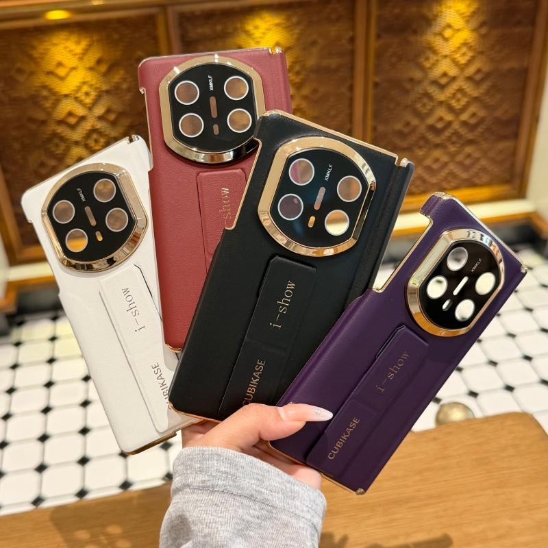Premium Leder Handyhülle Für Huawei Mate XT XTs X7 X6 X5 Doppelscharnier Schutz Anti-Rutsch Fingergriff Band Faltbare Hülle