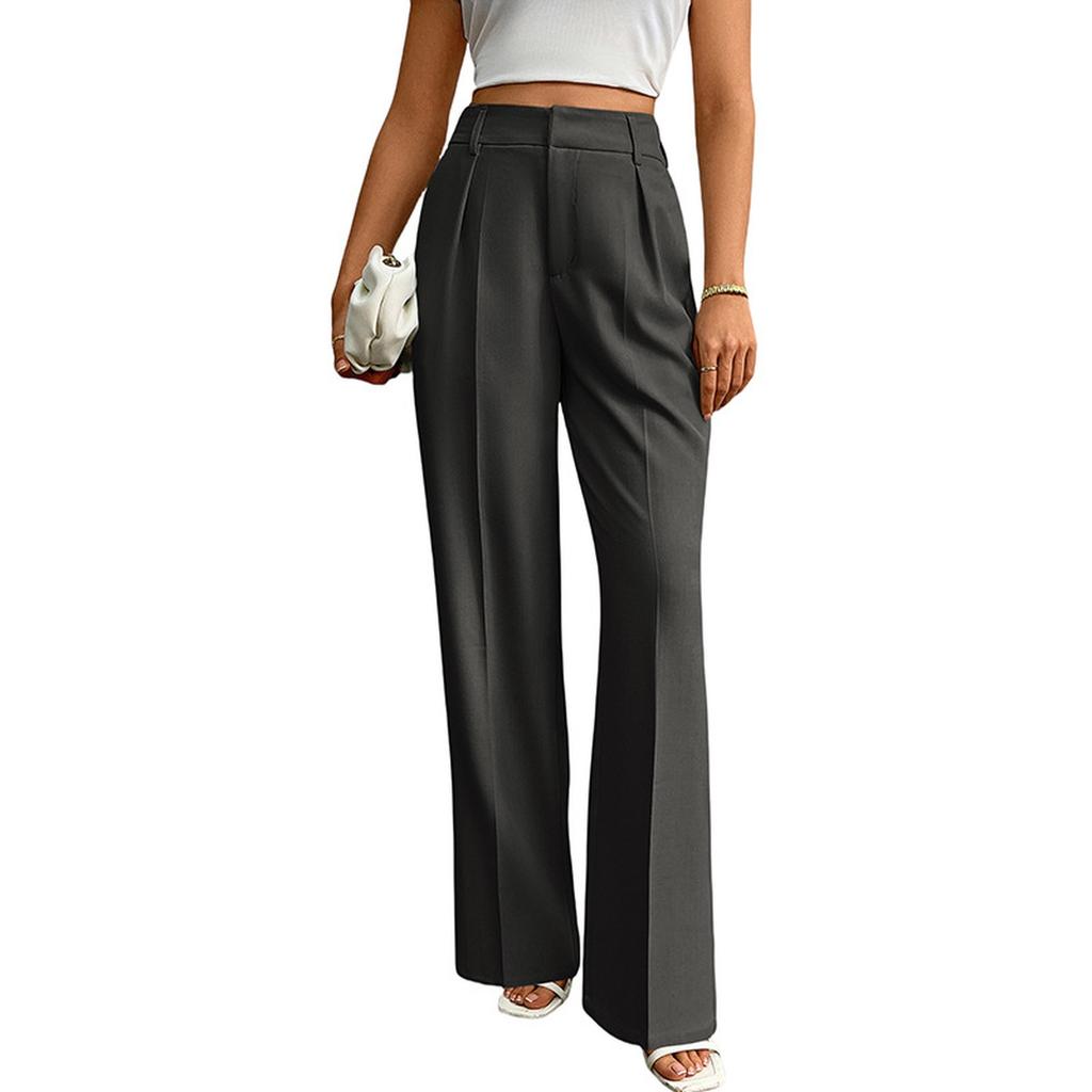 Women's Casual Business High-Waisted Loose Straight Wide-Leg Suit Pants