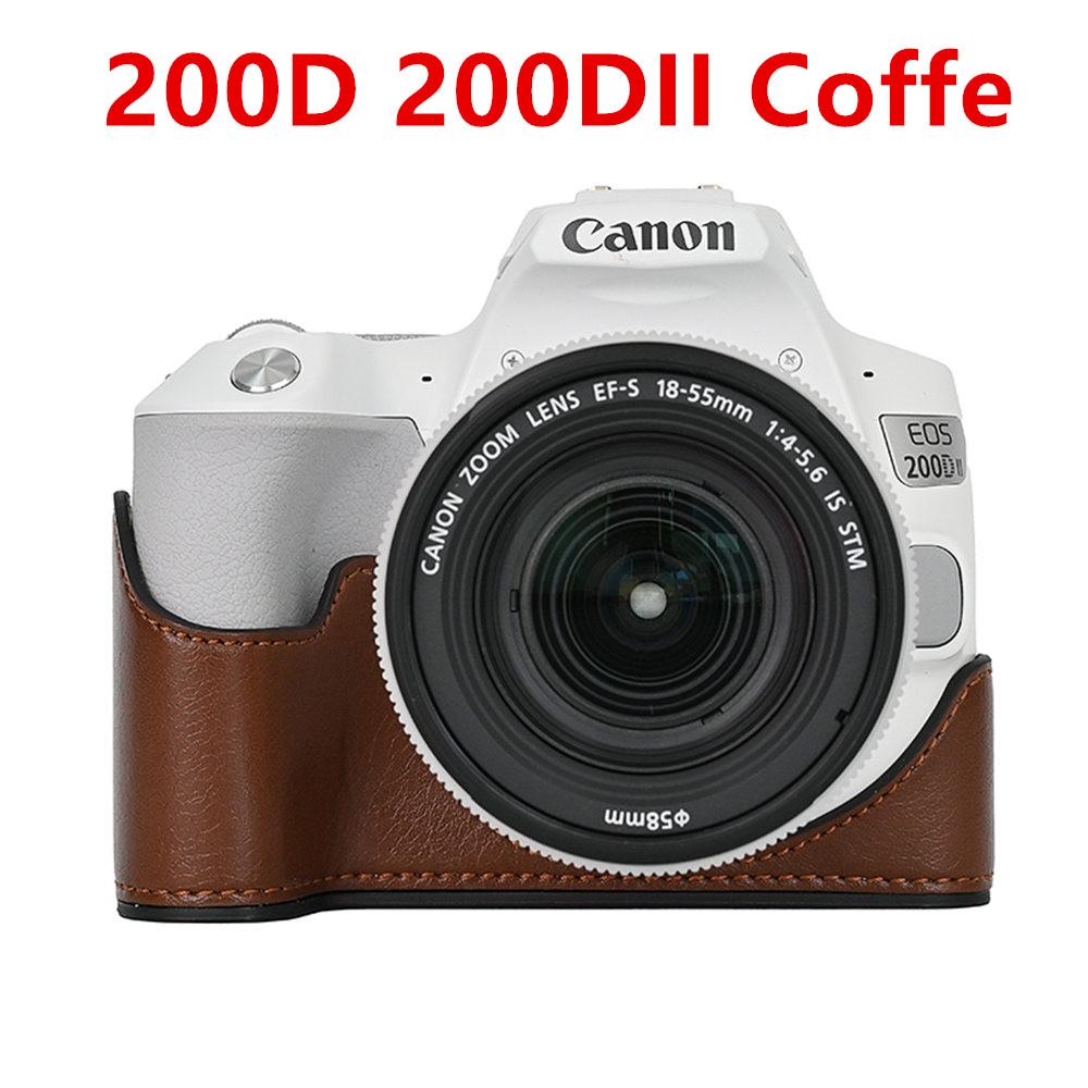 Camera Bag PU Leather Half Body Case for Canon EOS R50 R10 200D 200DII Battery Opening Bottom Cover