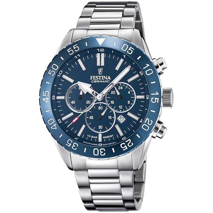 Watch - FESTINA - Ceramic F20575/2 - Men's - Quartz - Waterproof 5 ATM - Blue Dial