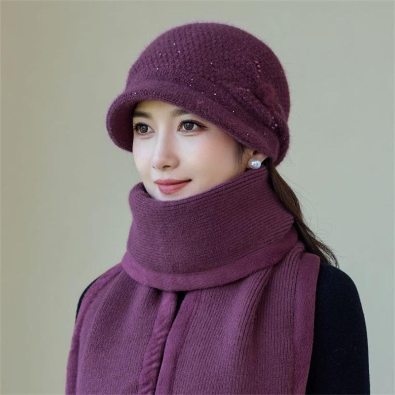 Middle-aged and Elderly Mother Hat Women's Velvet New Autumn and Winter Warm and Cold Old Lady Knitted Hat Wool Hat