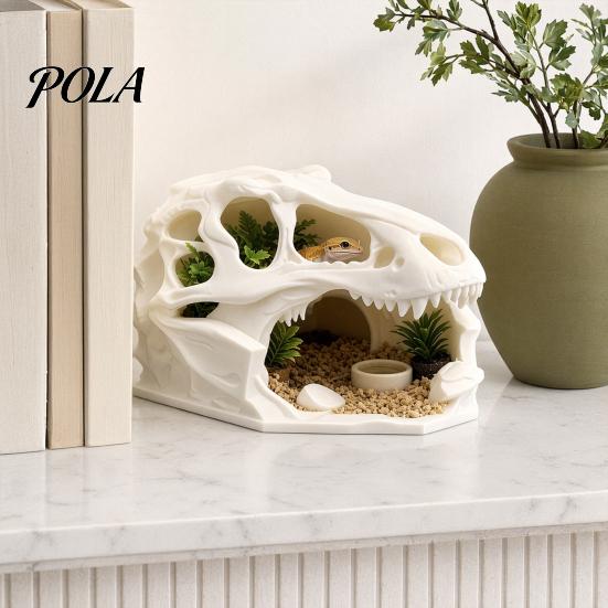 Natural Looking Reptile Shelter Dragon Skull Shelter, Hide Cave, for Terrarium Lizards Hideouts Fish Tanks Accessories Decorative Ornament Living Room