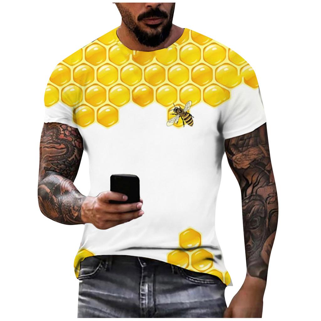 Men'S T-Shirt Short Sleeve Printed Summer Round Neck Top Trend Casual Sweatshirt