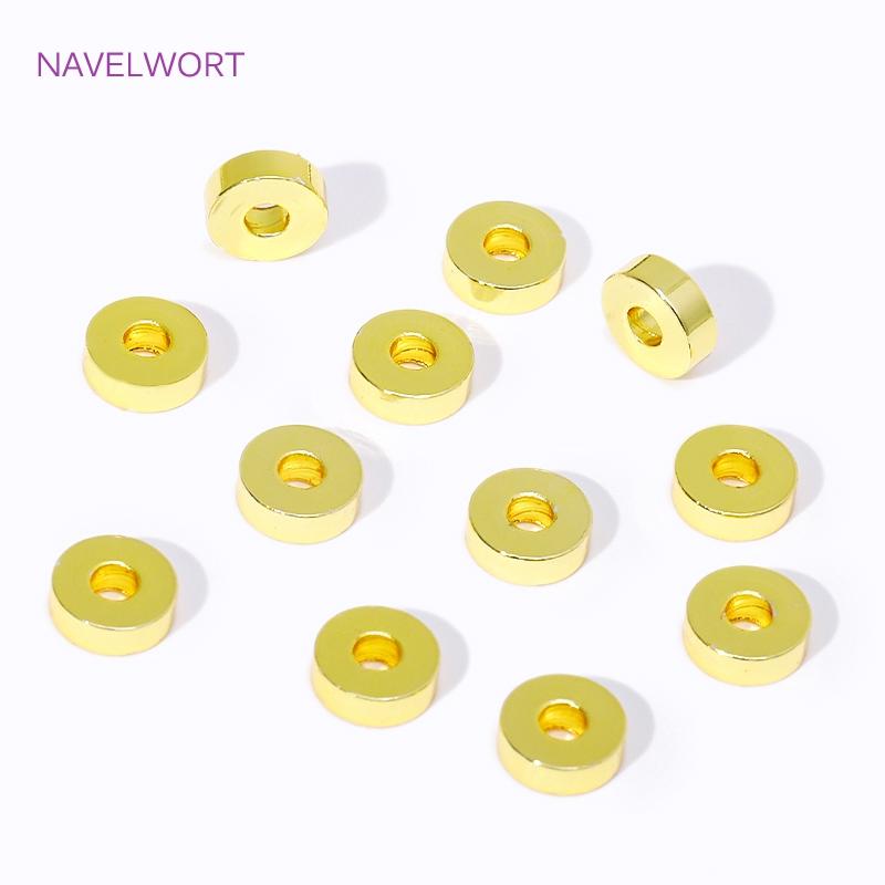 18K Gold Plated 3/4/6mm Round Smooth Spacer Beads,Separator For Beads,Brass Bracelet Beads For Jewelry Making, DIY Accessories