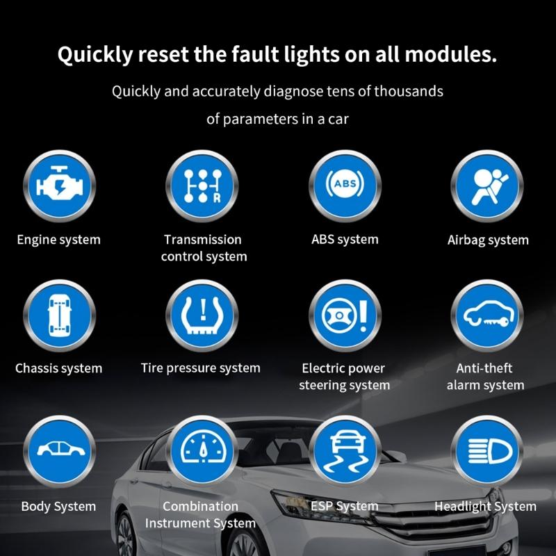 Advanced Vehicle Diagnostic Inspection Scanner For Vehicles Engine Transmission ABS Analysis 9 Languages 2.8Inch Display