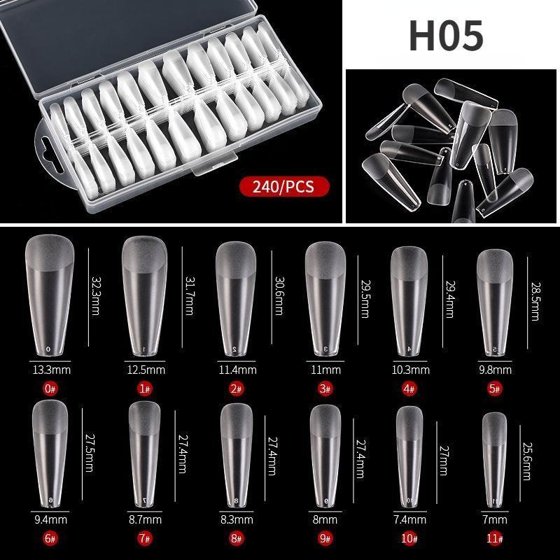 240pcs Press on Nails Coffin Nail Tips Clear Full Cover Fake Acrylic UV Gel Nails Extension System Oval Almond Sculpted False Nail Tips