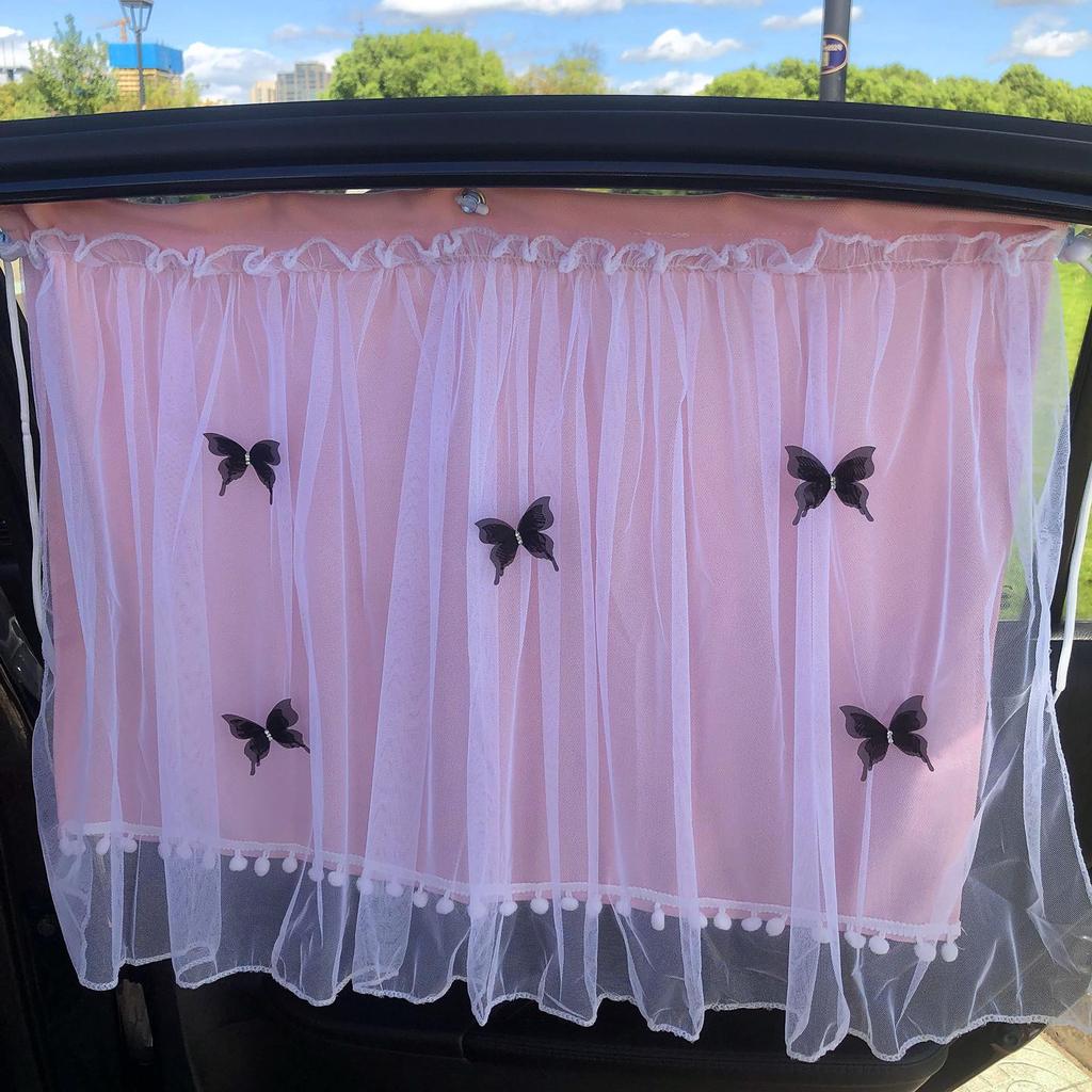 Butterfly Baby Sun Protection Suction Cup Car Curtains - Heat Insulation & Privacy Side Window Gauze Shade
