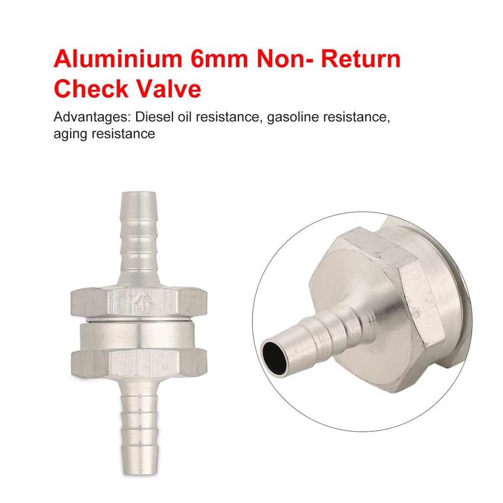 4 X 6MM 1//4/" ONE WAY ALUMINIUM NON RETURN CHECK VALVE PETROL DIESEL OIL WATER