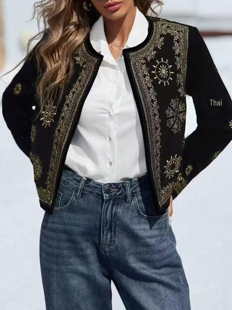 Kapuzenpullover mit Rundhalsausschnitt, lässiger Print, Damen-Oberbekleidung - Reißverschluss, für Frühling & Herbst